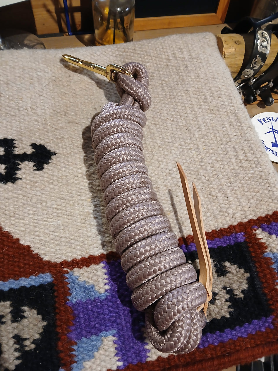 Rose Gold Lead Rope with Gold Bolt Snap & Leather End Tie