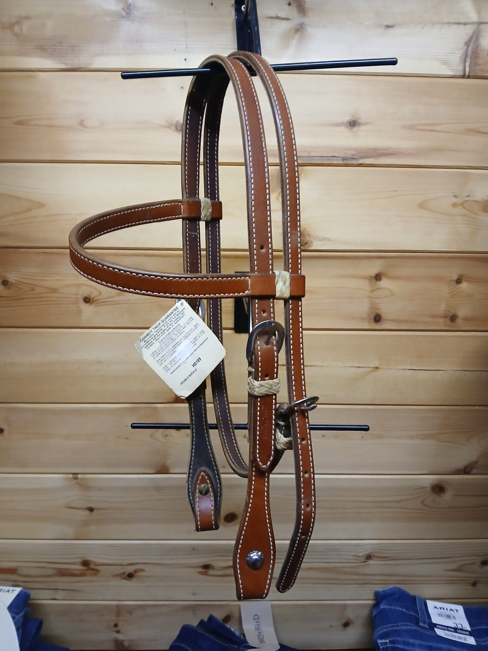 Cowboy Tack Stitched Headstall with Rawhide
