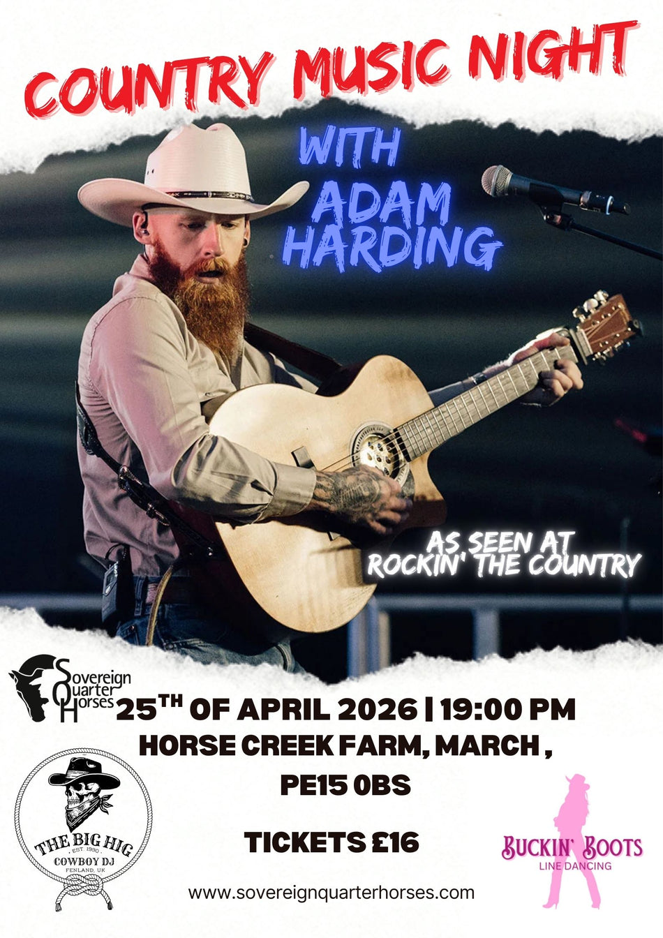 Country Music Night with Adam Harding - Saturday 25th of April 2026