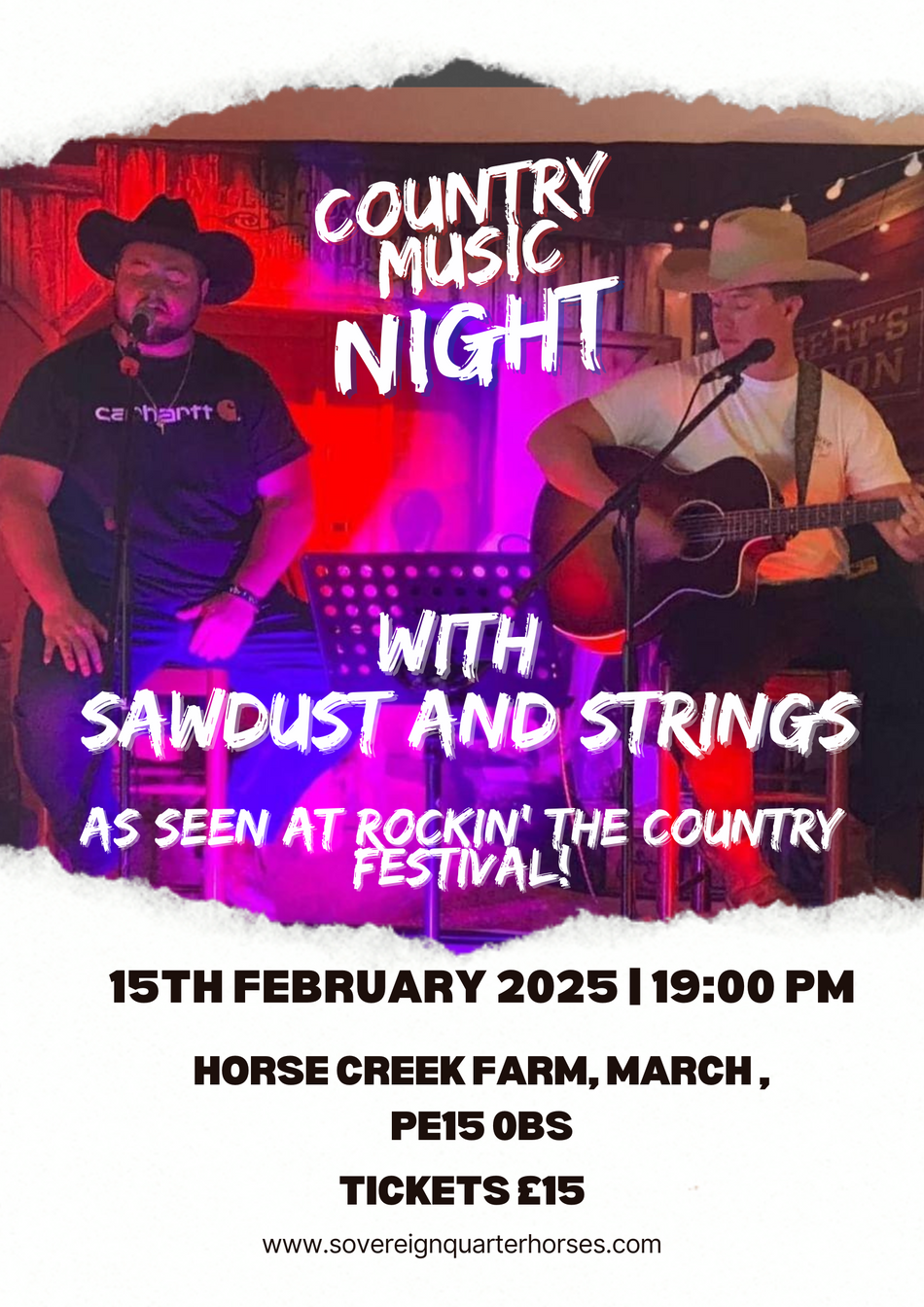 Country Music Night with Sawdust and Strings - Saturday 15th of February 2025