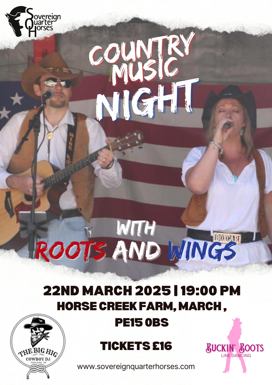 Country Music Night with Roots and Wings - Saturday 22nd of March 2025