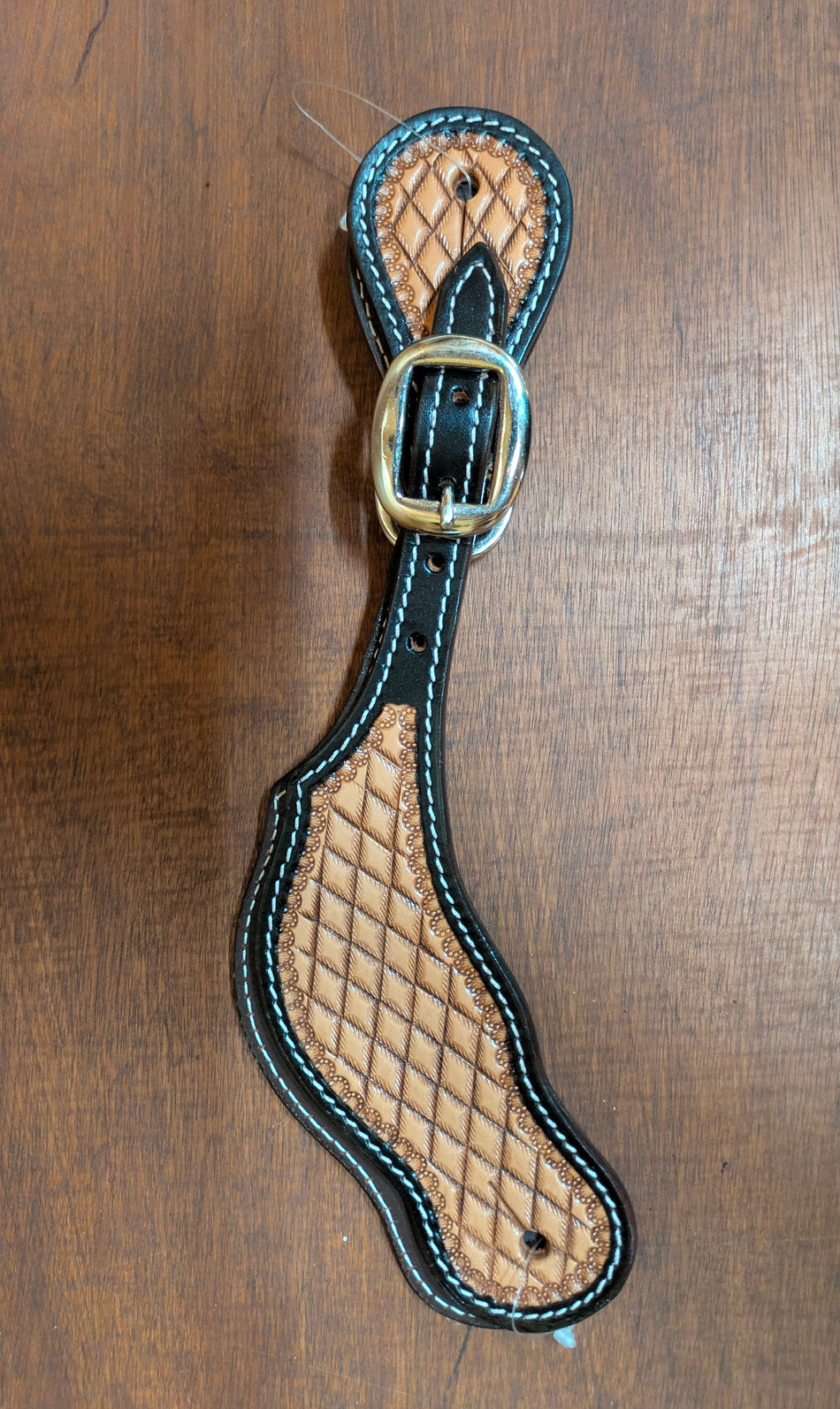 Black and Tan Basket Weave Spur Straps