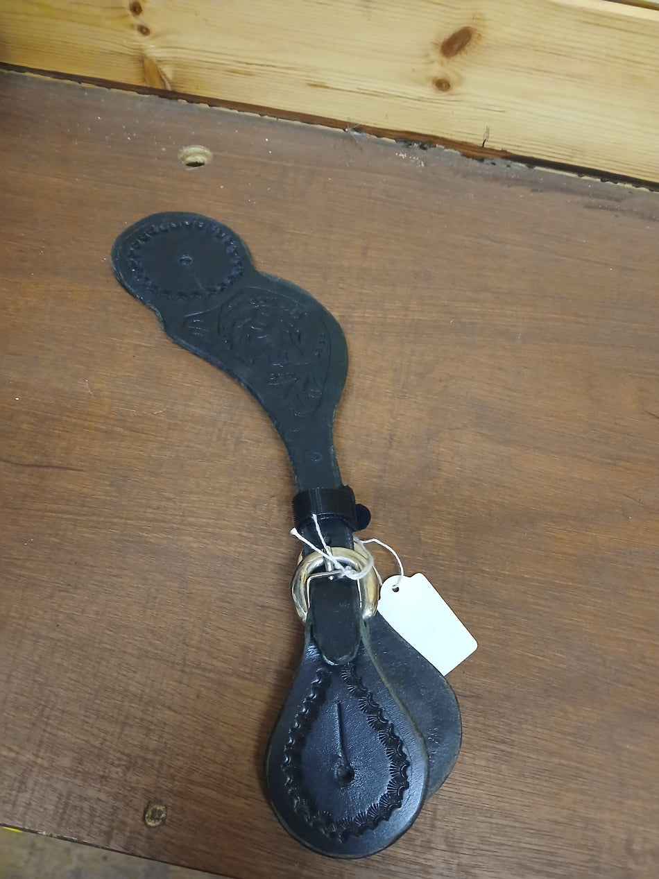 Black Tooled Spur Straps