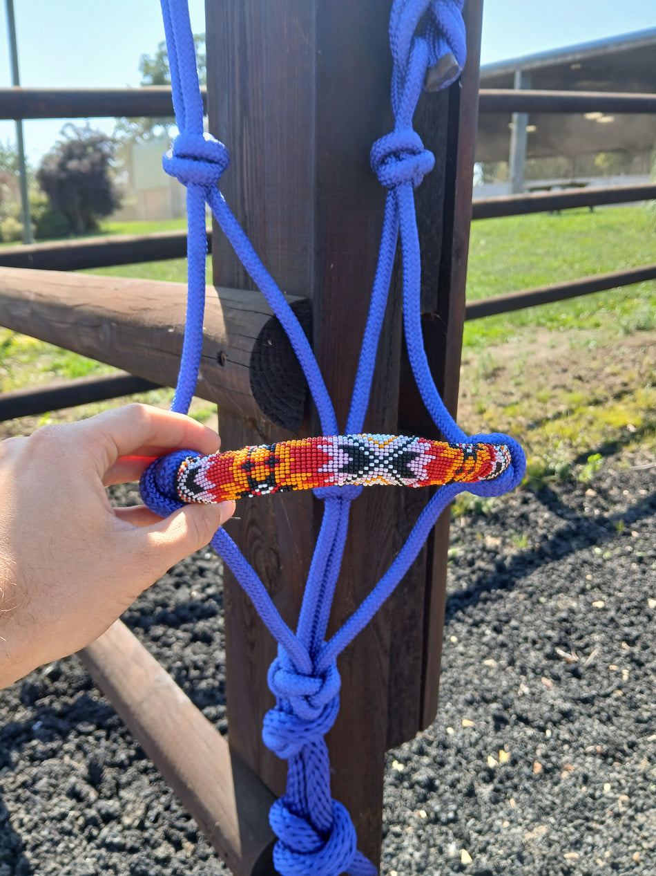 Beaded Noseband Blue Halter and Lead Rope