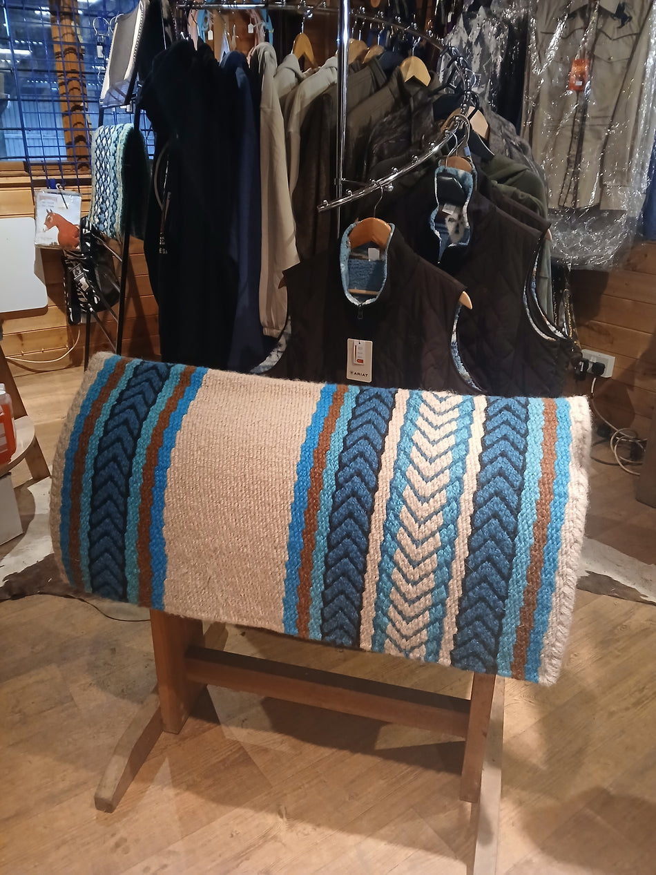 Cream and Blue Patterned Show Blanket