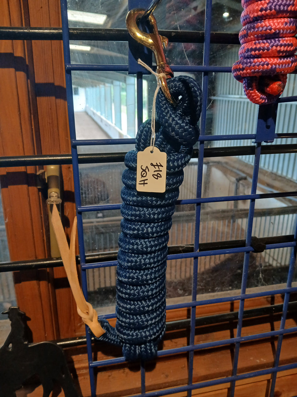 Navy Blue 5/8" x 9' Poly Lead Rope with Brass Plated Bolt Snap